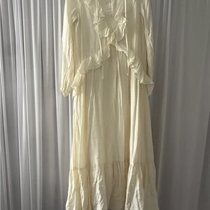 ASOS Cream Ruffle-Trim Maxi Dress